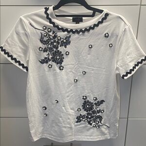 Ontheblvrd White Tee with Black Embroidery